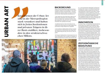 Beispielseite von der Projektbroschüre „Produktionszentrum für Urban Art“