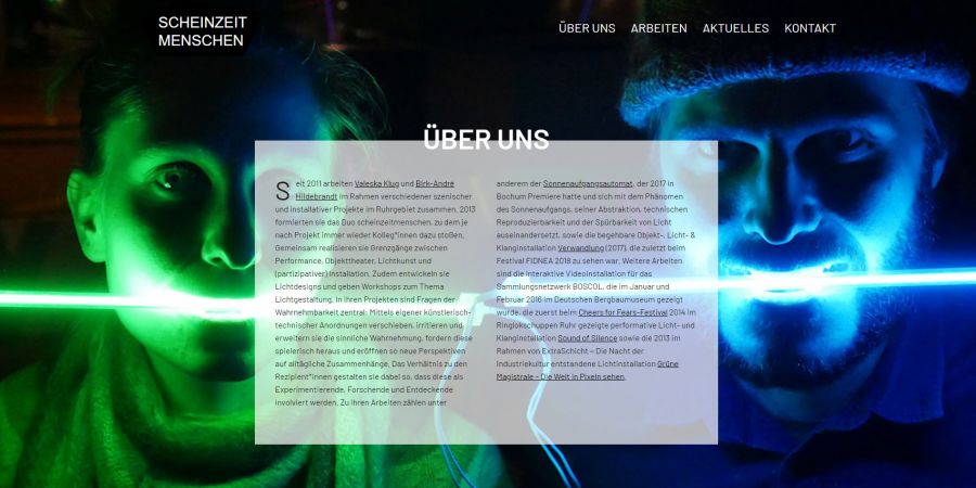 Screenshot der Webseite scheinzeitmenschen.eu
